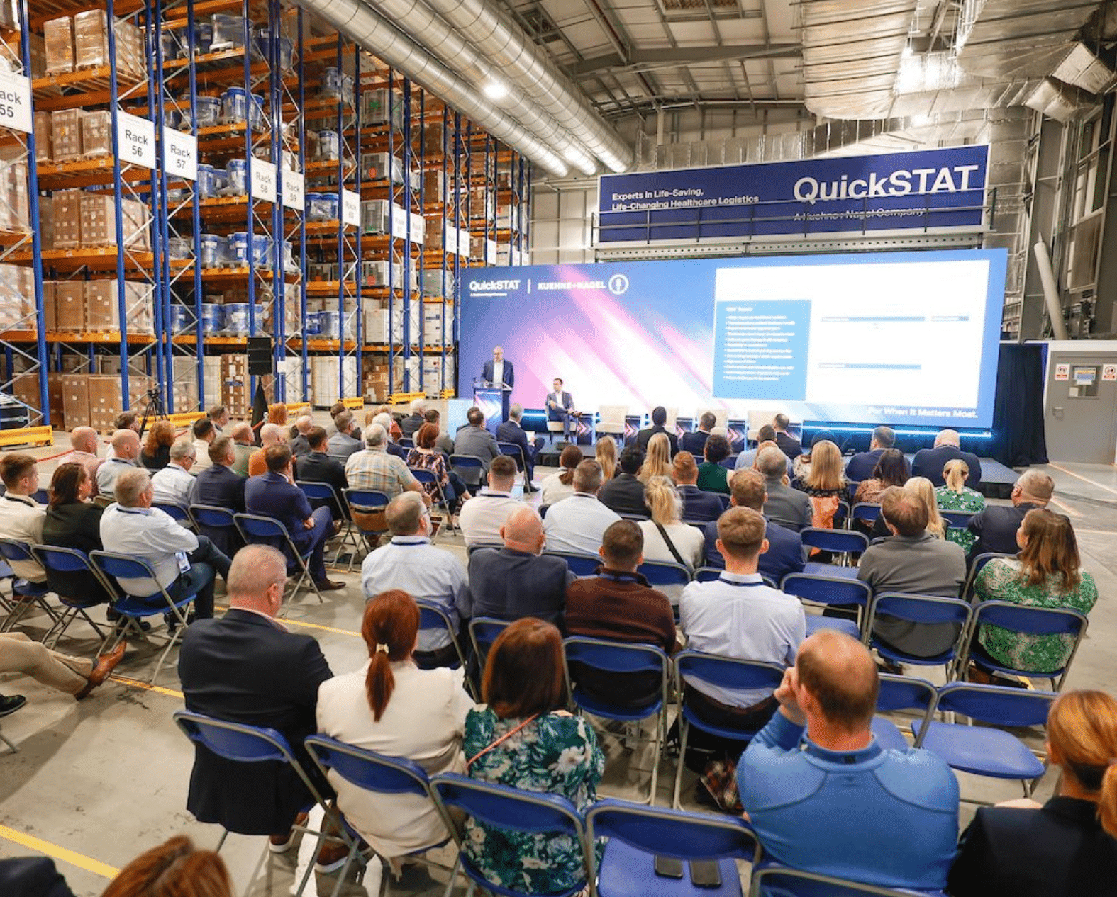Example of Townhall set up in warehouse